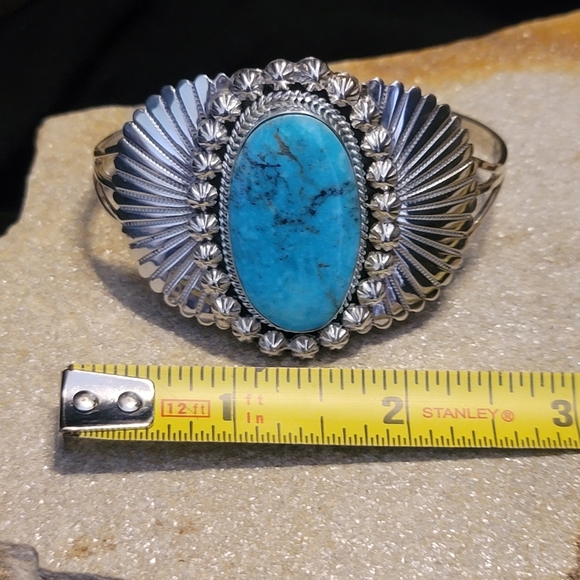 Turquoise Sterling Silver Cuff - Picture 6 of 7